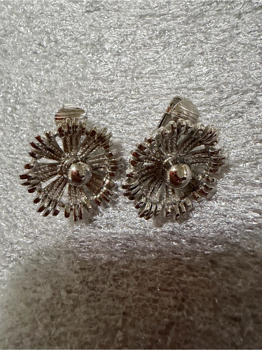 Silver Floral Clip-On Earrings for Women